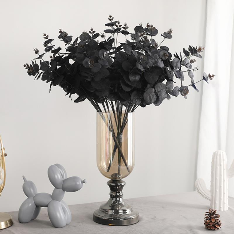 2PCS Simulation Black Eucalyptus Leaf Fake Flower Simple Hom - 图0