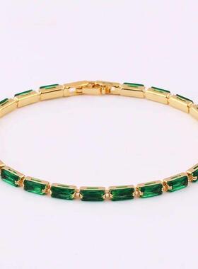 Green Shiny Charm CZ Tennis Bracelet for Women Crystal Zirco