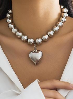 Large round bead collar collarbone chain bead necklace项链