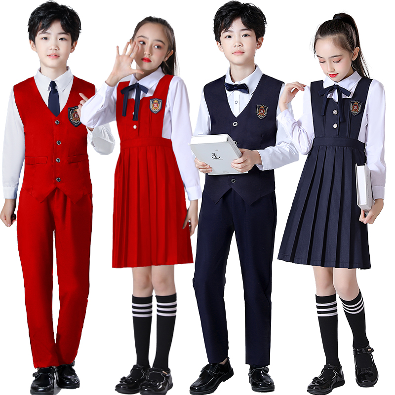 新款六一表演服儿童合唱服幼儿园服学院风中小学生诗歌朗诵演出服-图3