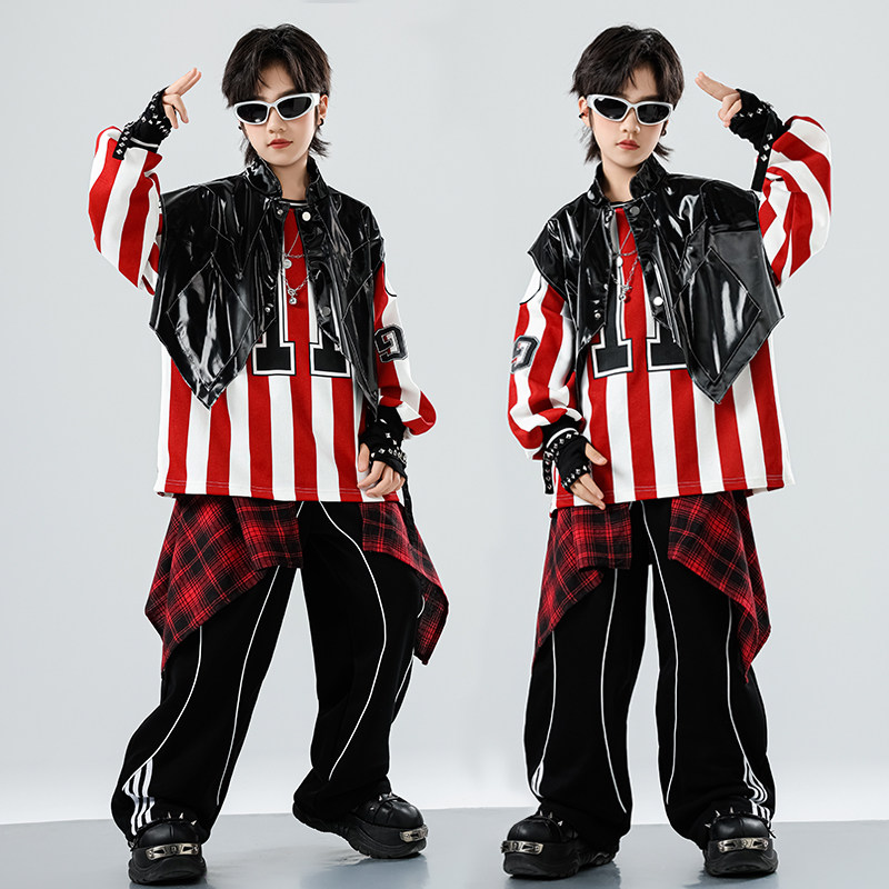 元旦儿童街舞演出服男童hiphop套装酷帅嘻哈少儿炸街架子鼓服装潮,淘宝优惠券,粉丝福利购,淘宝优惠卷