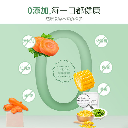 【满89元包邮】素坊混合菜丁三色菜丁青豆玉米胡萝卜粒冷冻蔬菜 - 图0