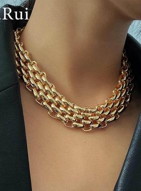 PuRui Punk Chunky Chain Choker Necklace for Women Hip Hop Go