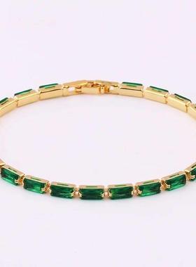Green Shiny Charm CZ Tennis Bracelet for Women Crystal Zirco