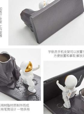display resin astronaut pen holder mobile phone holder pract