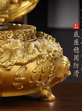 黄铜摆件九转乾坤青龙鼎九龙戏珠开业金属工艺品家居办公室摆件