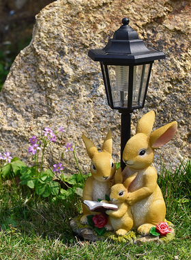 新款园林太阳能发光灯小狗脂摆件花园装饰品雕塑树脂工艺礼品