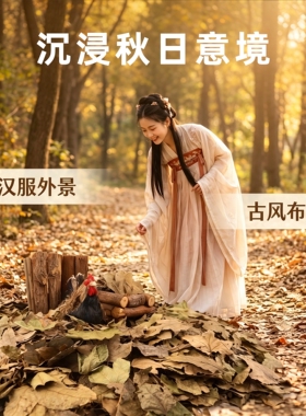 枫树叶铺设场地古风布置街巷造景