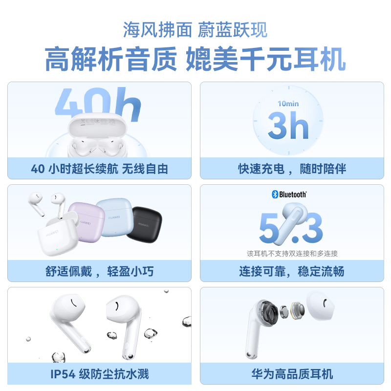 华为蓝牙耳机FreeBuds SE2超长续航无线蓝牙耳机新款2024原装正品