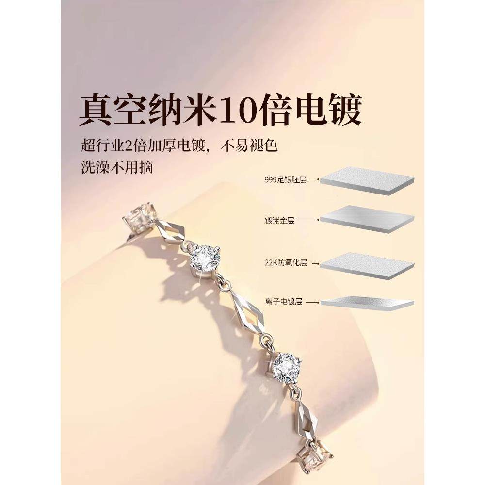 999纯银手链女生轻奢小众精致足银手镯女神三八妇女节礼物送女友