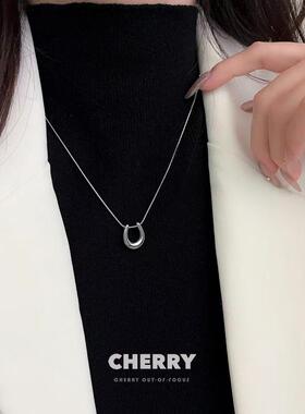 金色U型马蹄钛钢项链女