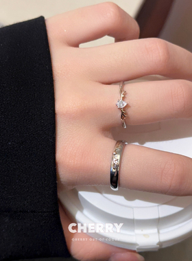 森系鹿角情侣对戒轻奢小众