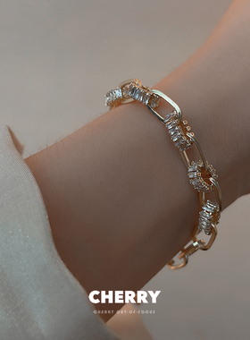 金色锆石拼接高级感复古手链