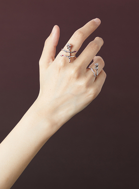 小众荆棘玫瑰开口环绕戒指