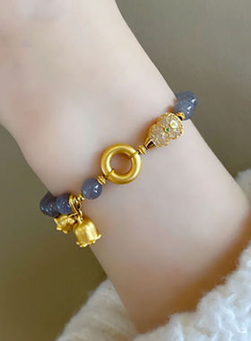 新中式烟紫珠手链女vintage小众设计复古民族风如意手串手饰