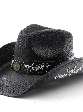 时尚草帽Jazz Cowboy Hats Wide Brim Men Hat Panama Women
