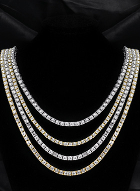 women necklace chocker新5mm圆形男士嘻哈网球链饰品满钻女士