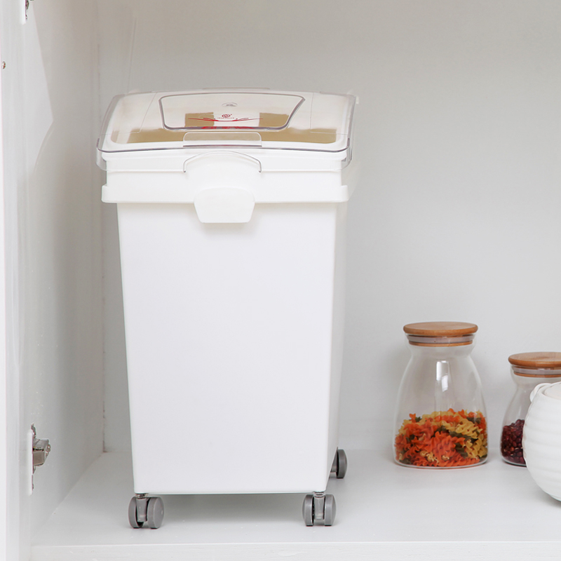 商用塑料可移动面粉箱食品级米桶车粮食储存储米桶干货面粉车包邮-图1