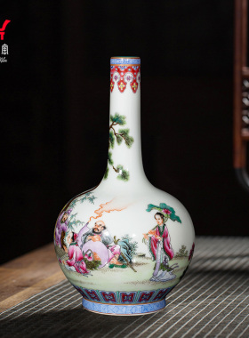 手绘大师作品珐琅彩陶瓷花瓶
