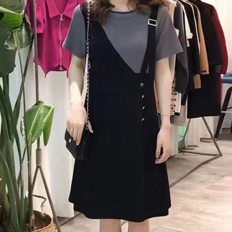 2025夏季新款韩版高档时尚洋气拼接休闲宽松遮肚大码显瘦连衣裙女,淘宝优惠券,粉丝福利购,淘宝优惠卷