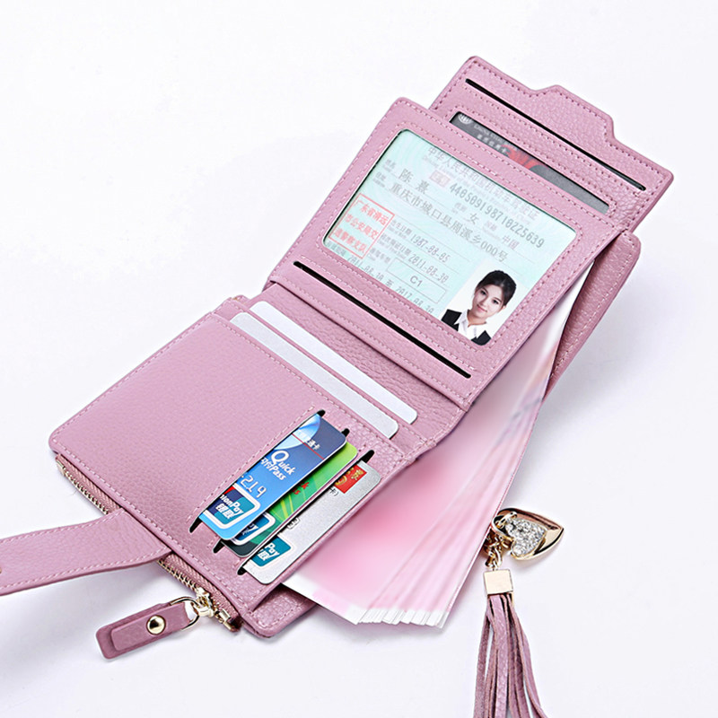 真头层女式可爱简约流苏小牛皮钱包 starfruit钱包