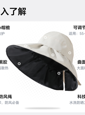 MISSIONUV黑胶防晒帽子女空顶
