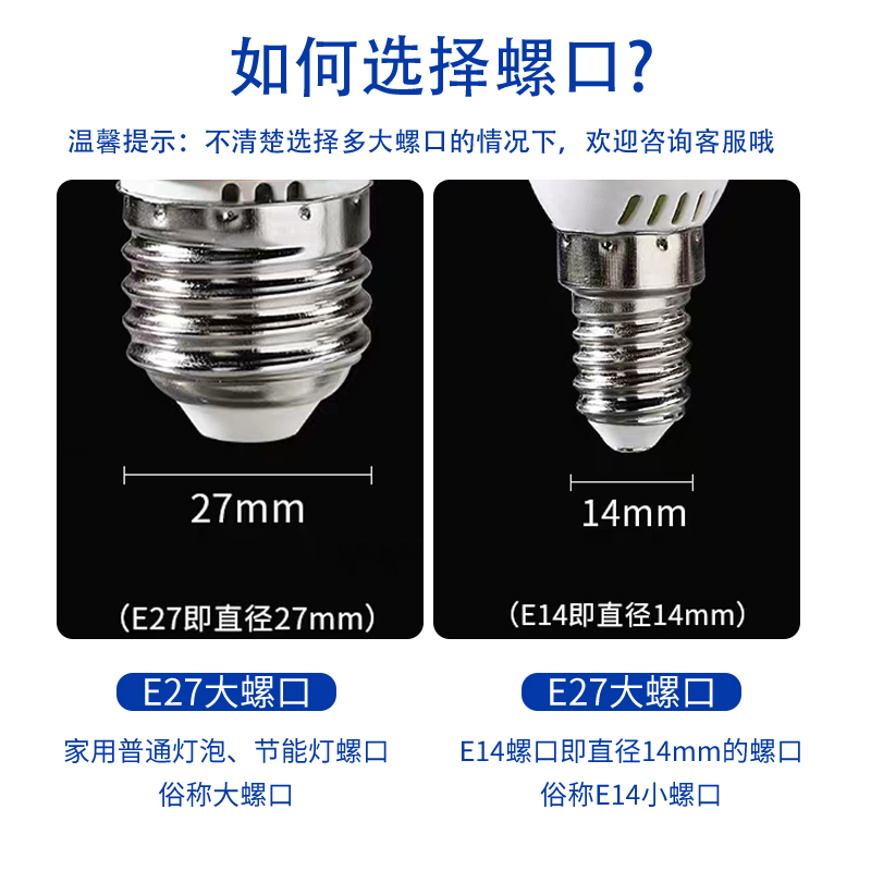 LED无影灯玉米灯泡e27螺丝家用e14水晶蜡烛吊灯10W12W三色变光源 - 图1