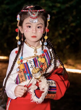 儿童古风汉服假发头饰女童新中式辫子一体式懒人古装造型发髻发饰
