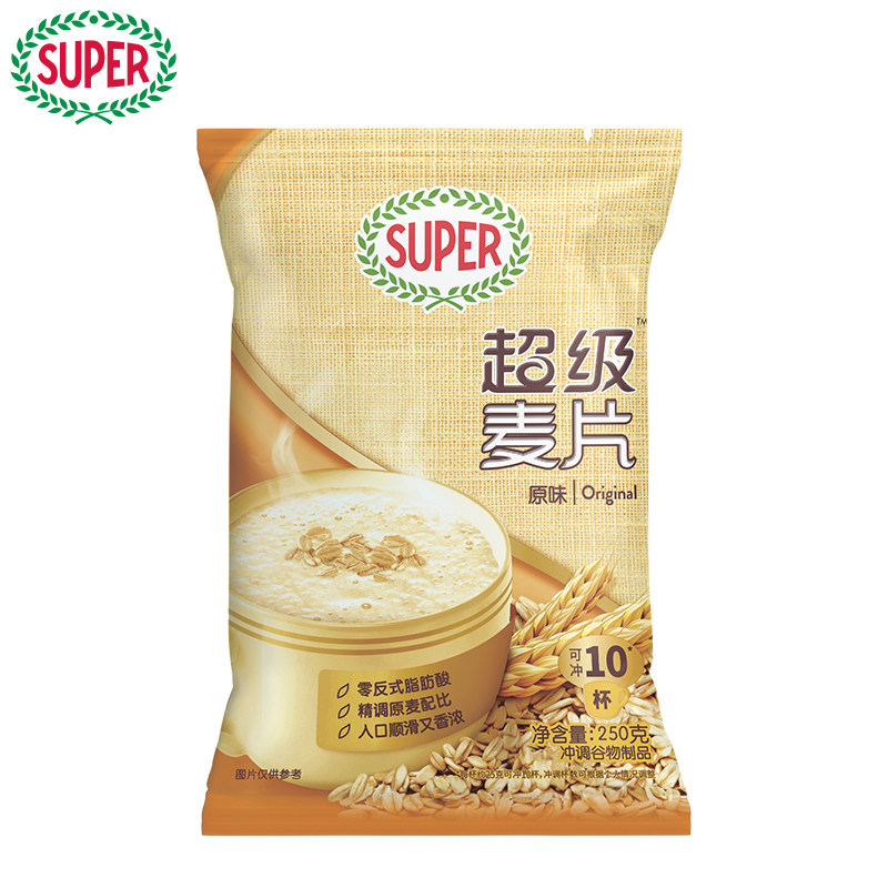 SUPER超级麦片原味250g袋装营养早餐速溶冲饮正品家用商用批发,淘宝优惠券,粉丝福利购,淘宝优惠卷