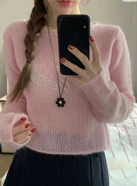 韩国earlobe东大门圆球黑珠编织花朵黑绳长项链小众百搭毛衣链