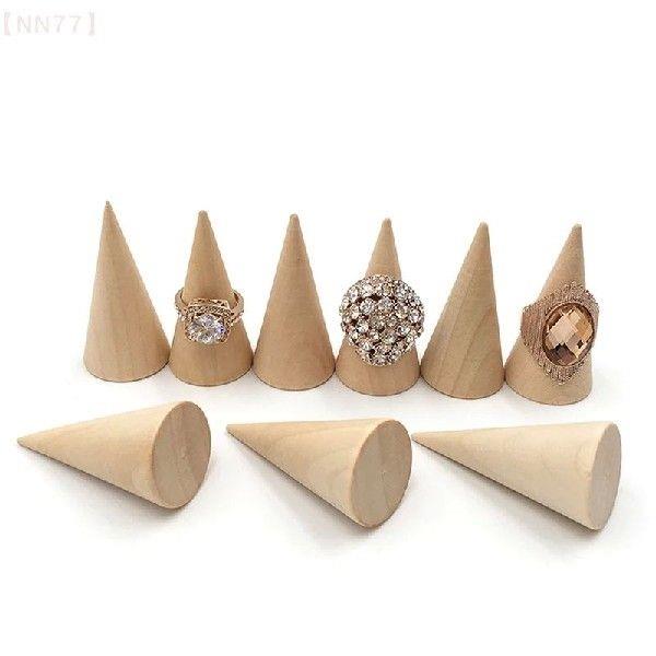 1/6/12 Bits Wood Cone-Shape Ring Display Stand Finger Rings - 图2