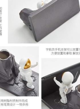 display resin astronaut pen holder mobile phone holder pract
