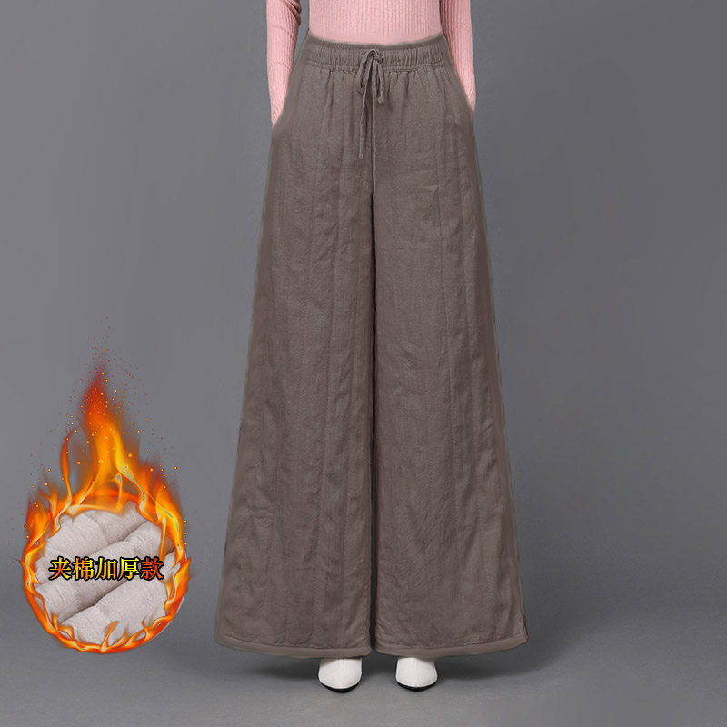 高端棉麻松紧腰系带棉裤美拉德冬款新款高档加厚保暖休闲直筒裤子,淘宝优惠券,粉丝福利购,淘宝优惠卷