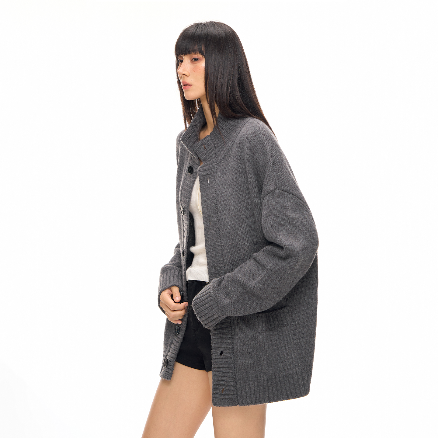 CLIMAX VISION羊毛混纺慵懒风宽松高领加厚保暖大开衫毛衣外套,淘宝优惠券,粉丝福利购,淘宝优惠卷