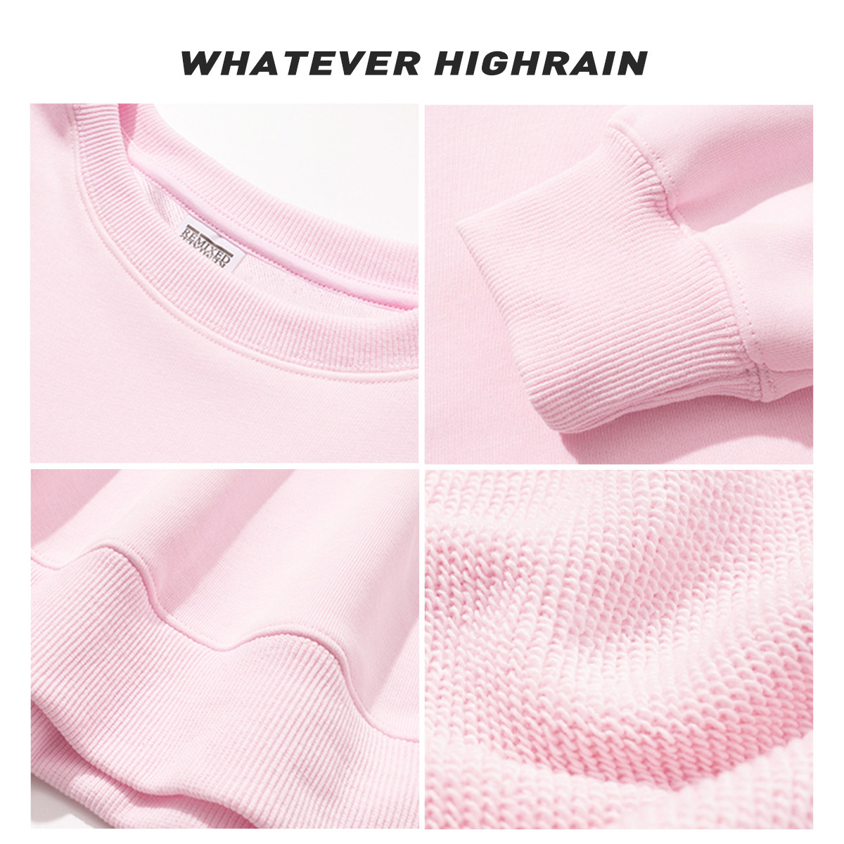 high rain 手绘听音乐的猫猫狗狗圆领卫衣女学院风卡通情侣上衣