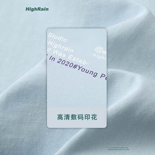 HighRain短袖T恤男女同款夏季藏青色字母印花宽松半袖潮牌风上衣 - 图3