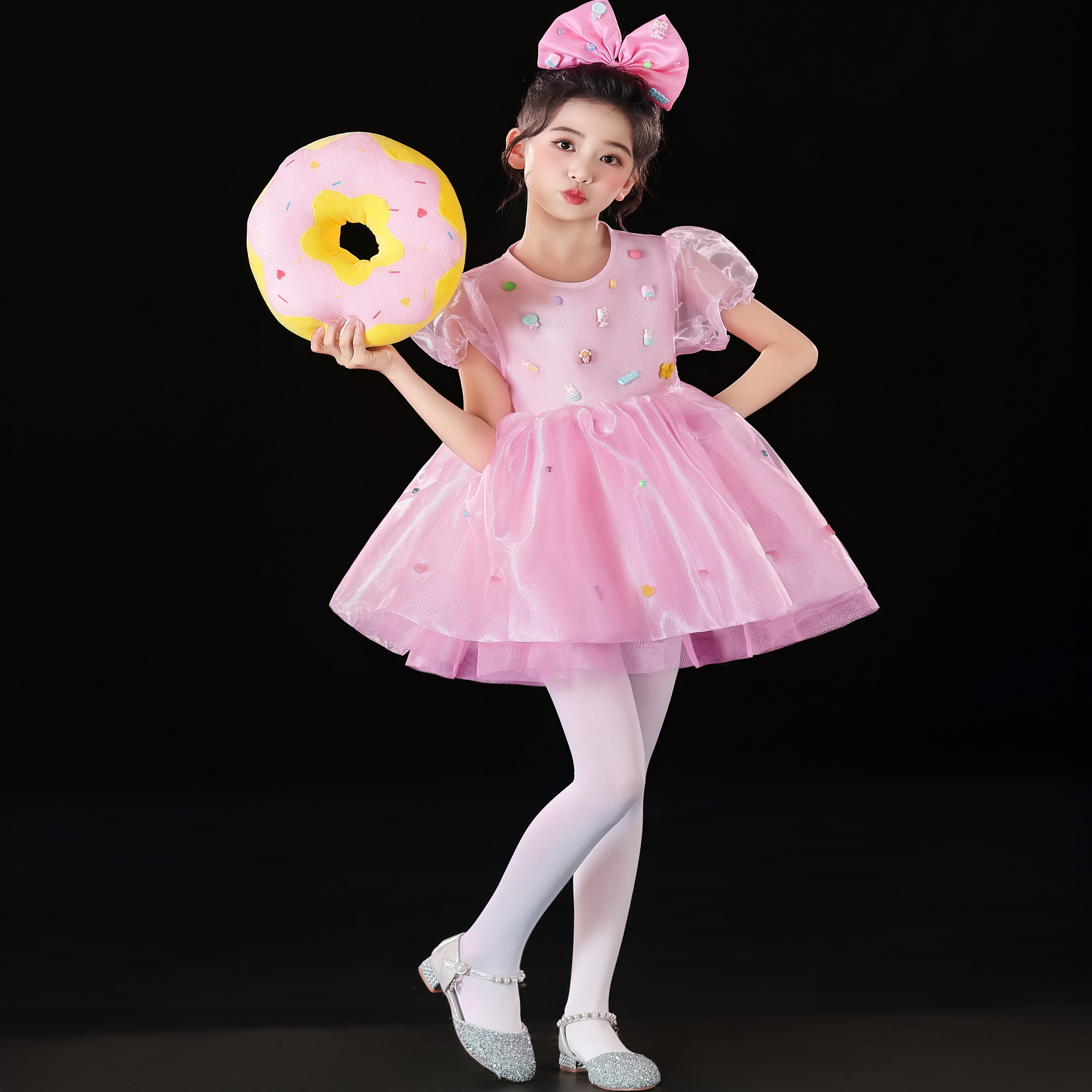 棒棒糖儿童可爱演出服蓬蓬裙甜甜圈糖果童心幼儿园舞蹈纱裙表演服,淘宝优惠券,粉丝福利购,淘宝优惠卷