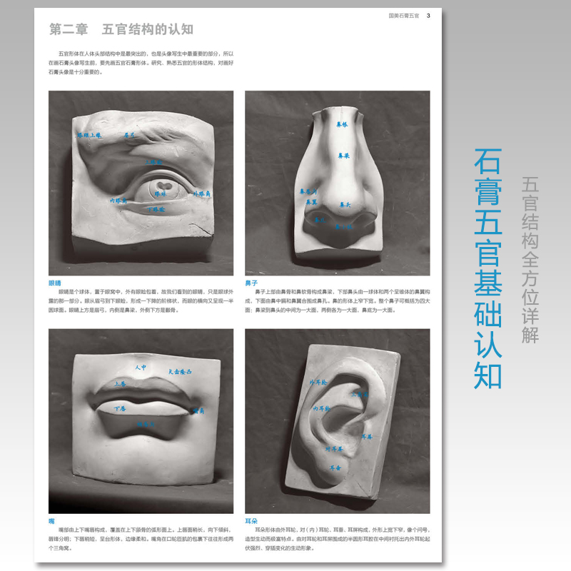 彦和出版国美石膏五官素描书头像诀窍 人物教程敲门砖全解析基础结构单体临摹范本画册考级联考美术绘画零基础入门经典训练艺考题