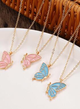 Double Butterfly Necklace Set with Collar Chain个性蝴蝶项炼