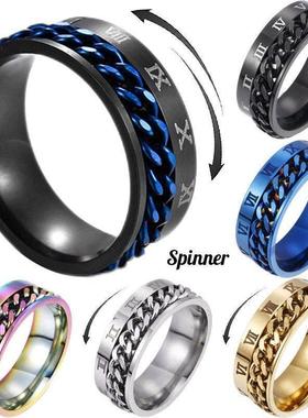 Anxiety Fidget Ring For Men Punk Titanium Stainless Steel Bl