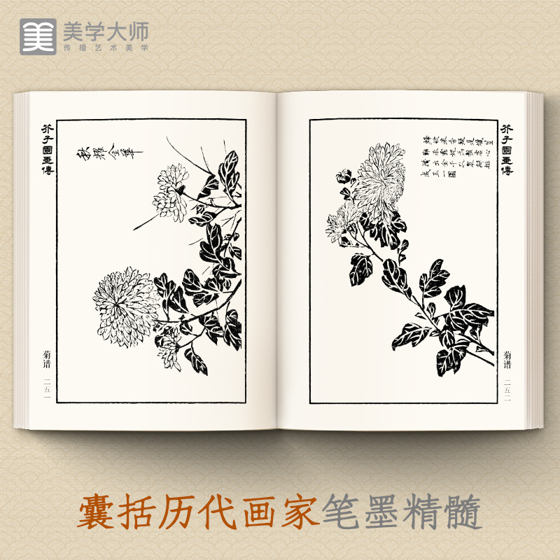 芥子园画传兰竹梅菊谱王概著巢勋临摹增图黑白完整版介子园工笔国画入门技法草虫翎毛人物山水画谱实用教材书籍 - 图2