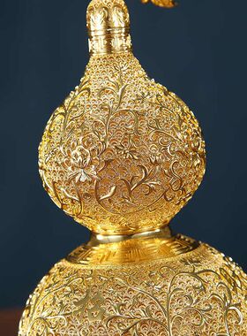 东方禧全铜摆件花丝吉祥葫芦客厅玄关办公室桌面装饰品乔迁礼品