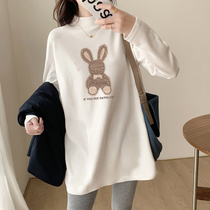 Pregnant woman hit undershirt spring autumn season long and half high collar long sleeve t-shirt Develvet fur fashion blouse