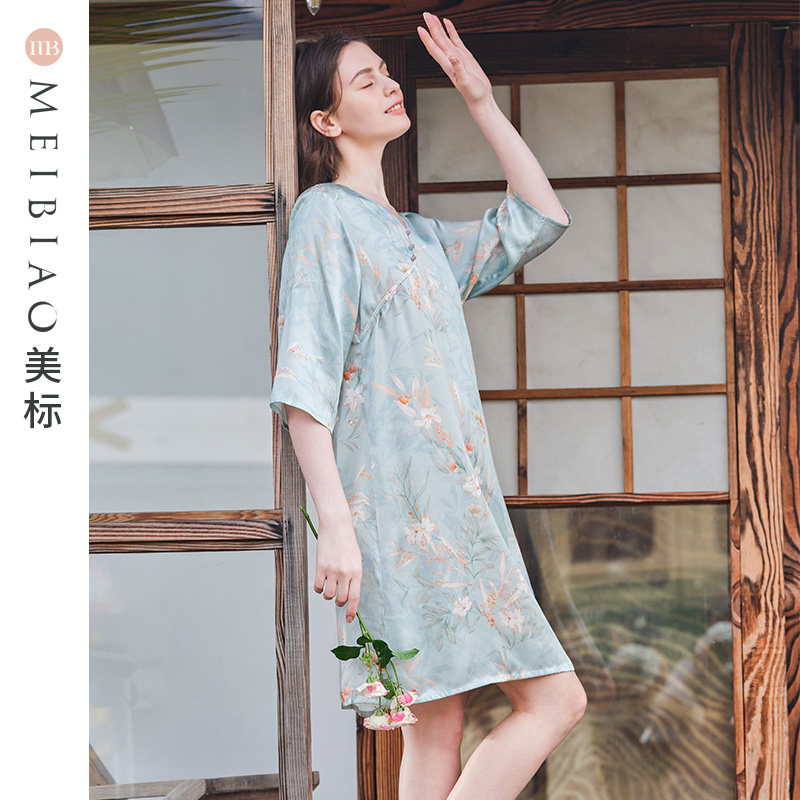 美标新款七分袖女夏19姆米重磅睡裙 美标服饰宝航专卖睡裙