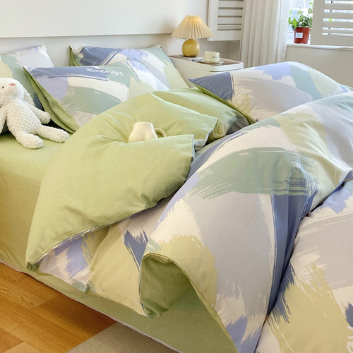 ins风纯棉全棉床上四件套100新款网红碎花被套罩床单三件套床笠款 - 图2