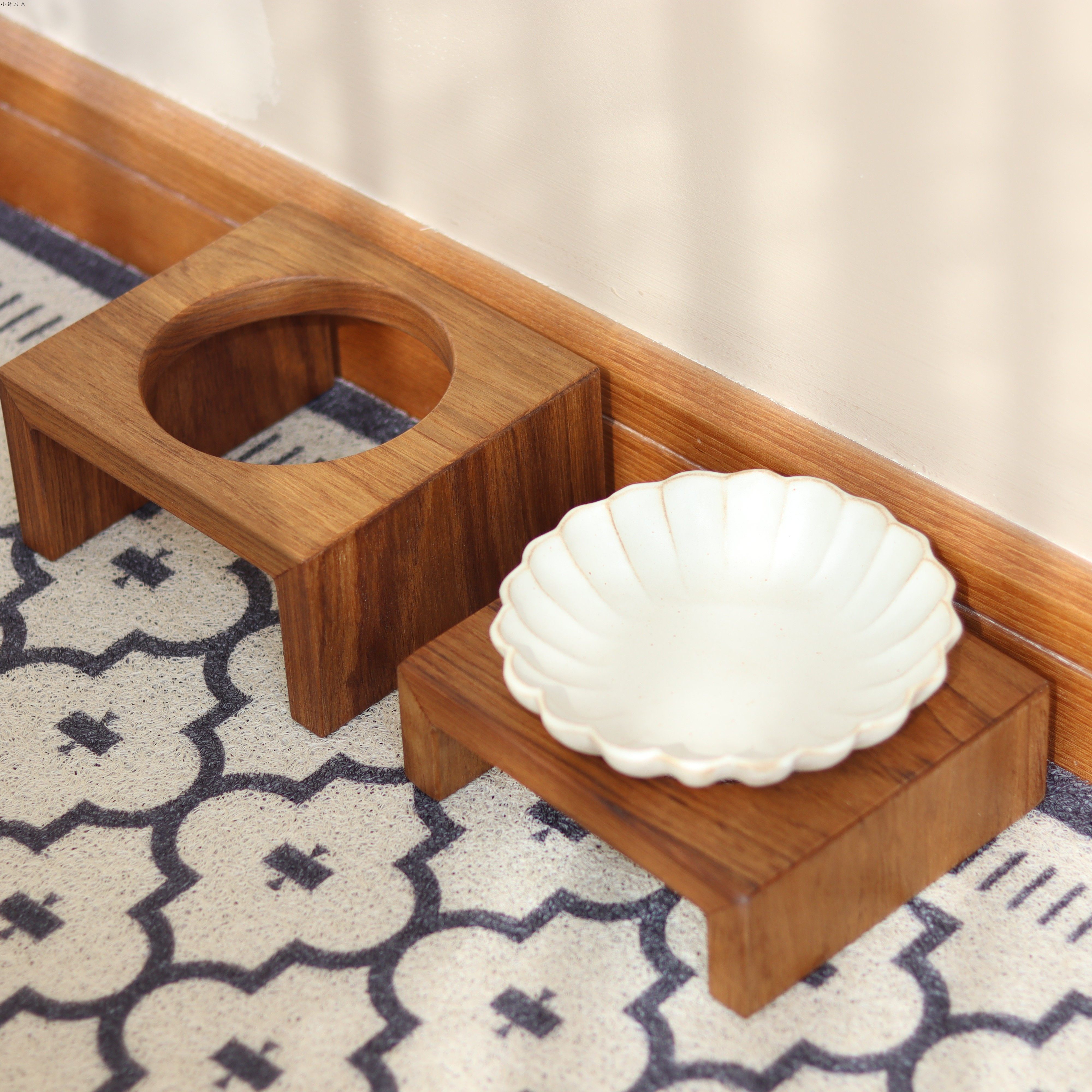 小钟名木 缅甸柚木实木宠物碗架餐适配AE碗托bridge dog环保防霉,淘宝优惠券,粉丝福利购,淘宝优惠卷