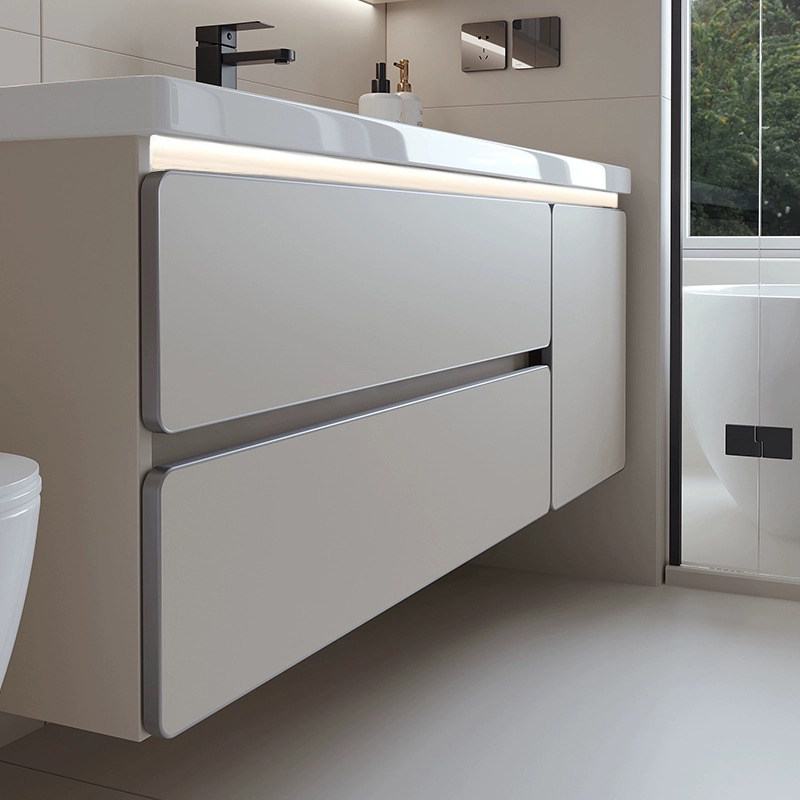 铝合金封边奶油风浴室柜一体陶瓷盆洗脸盆柜组合卫生间洗手洗漱台,淘宝优惠券,粉丝福利购,淘宝优惠卷