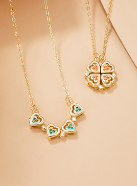 幸运四叶草吊坠女生925纯银