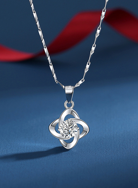 四叶草纯银项链送女生生日礼品
