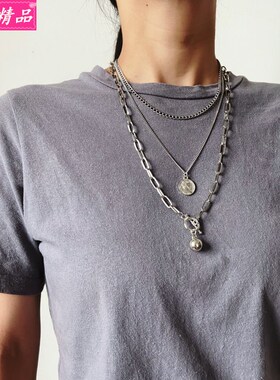 Hip-op multi-layer men women trend personality necklace